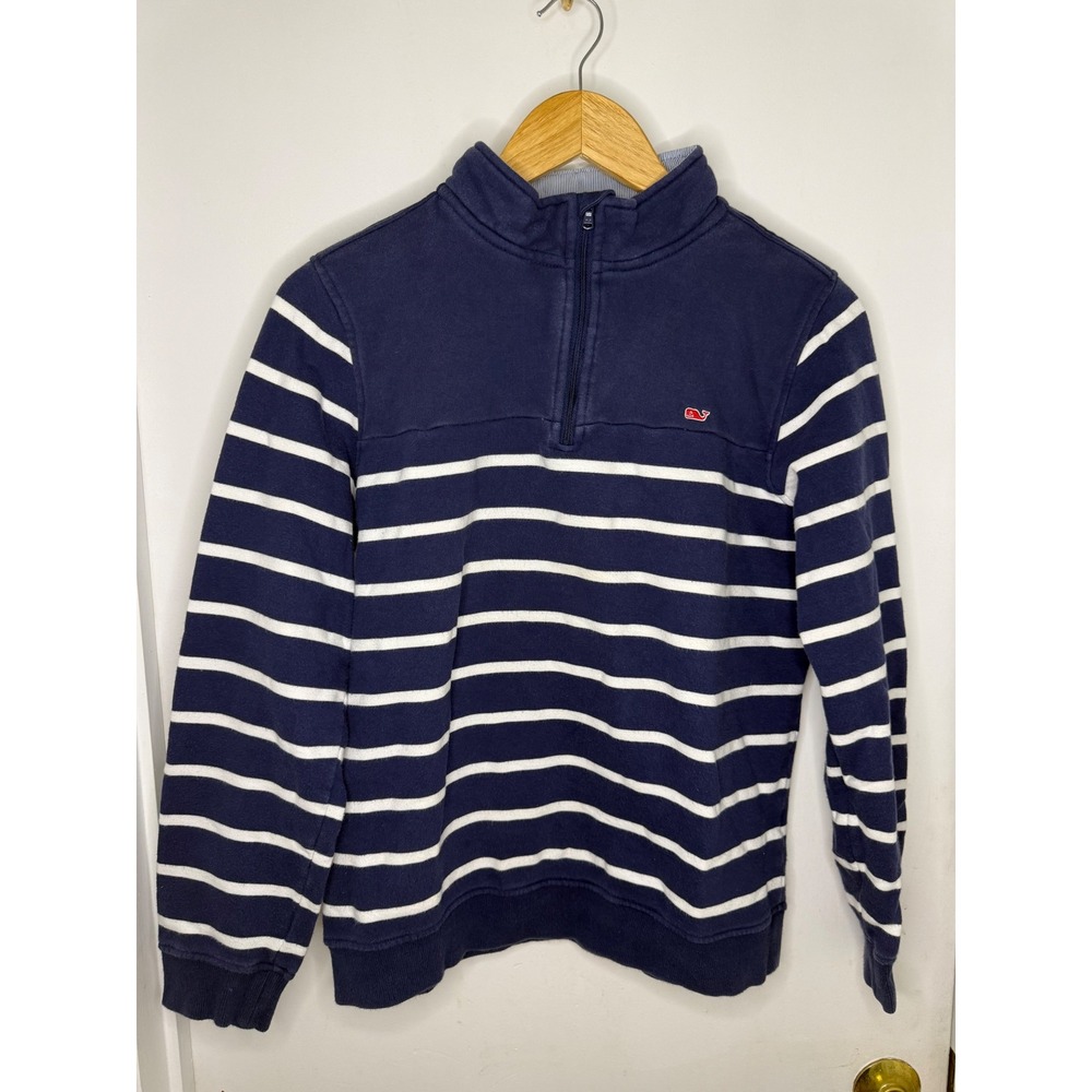 Vineyard Vines for Target Kids XL 16 Navy White Striped Quarter Zip Pullover